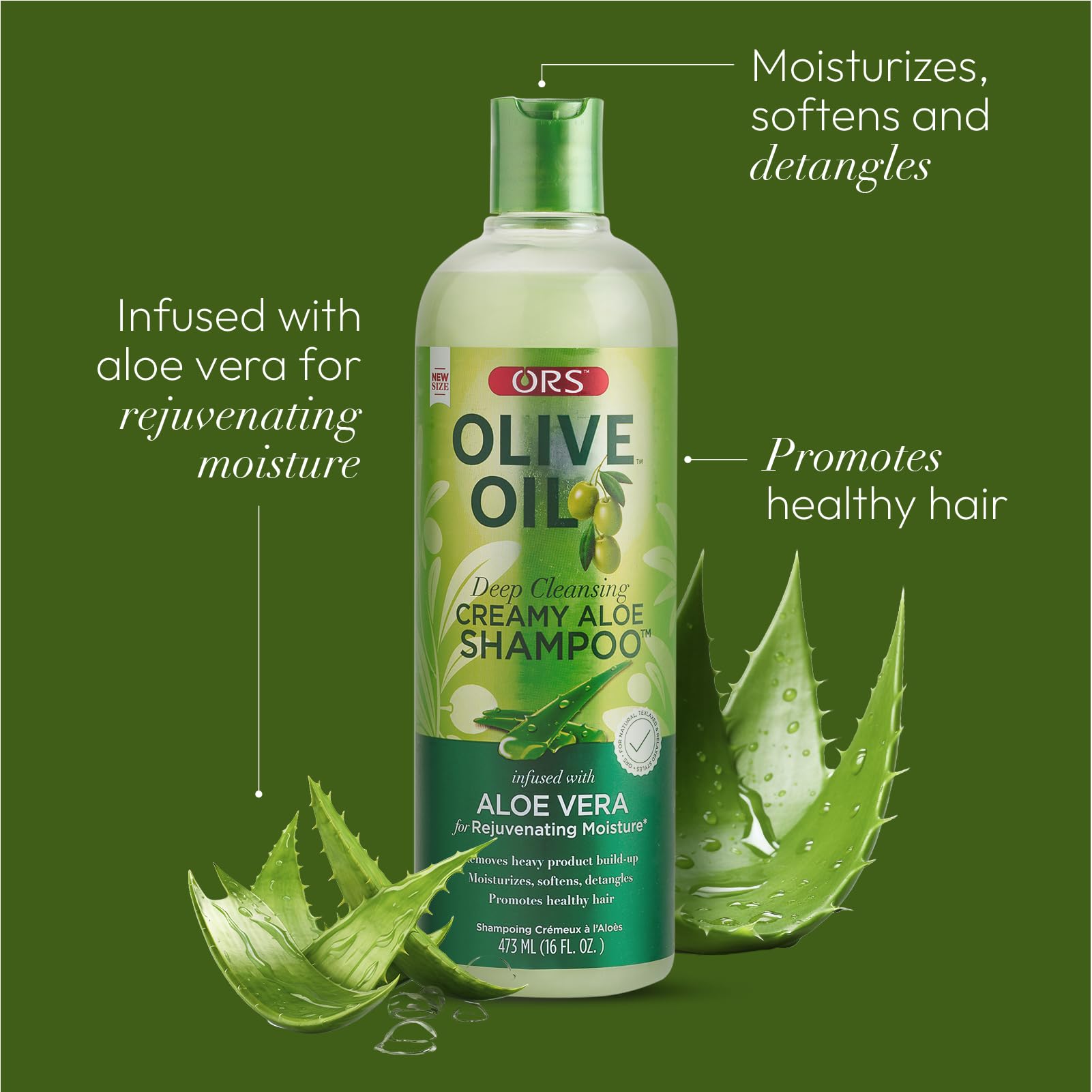 ORS Olive Oil Deep Cleansing Creamy Aloe Shampoo infused with Aloe Vera for Rejuvenating Moisture 16 Ounces